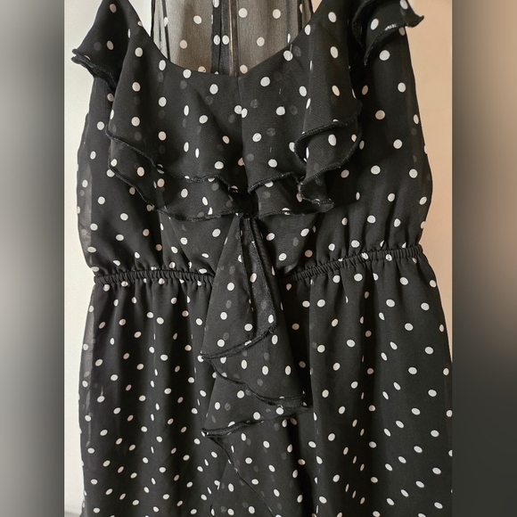 Eyelash Couture Black & White Polka Dot Chiffon Sundress – Size M - Picture 2 of 8